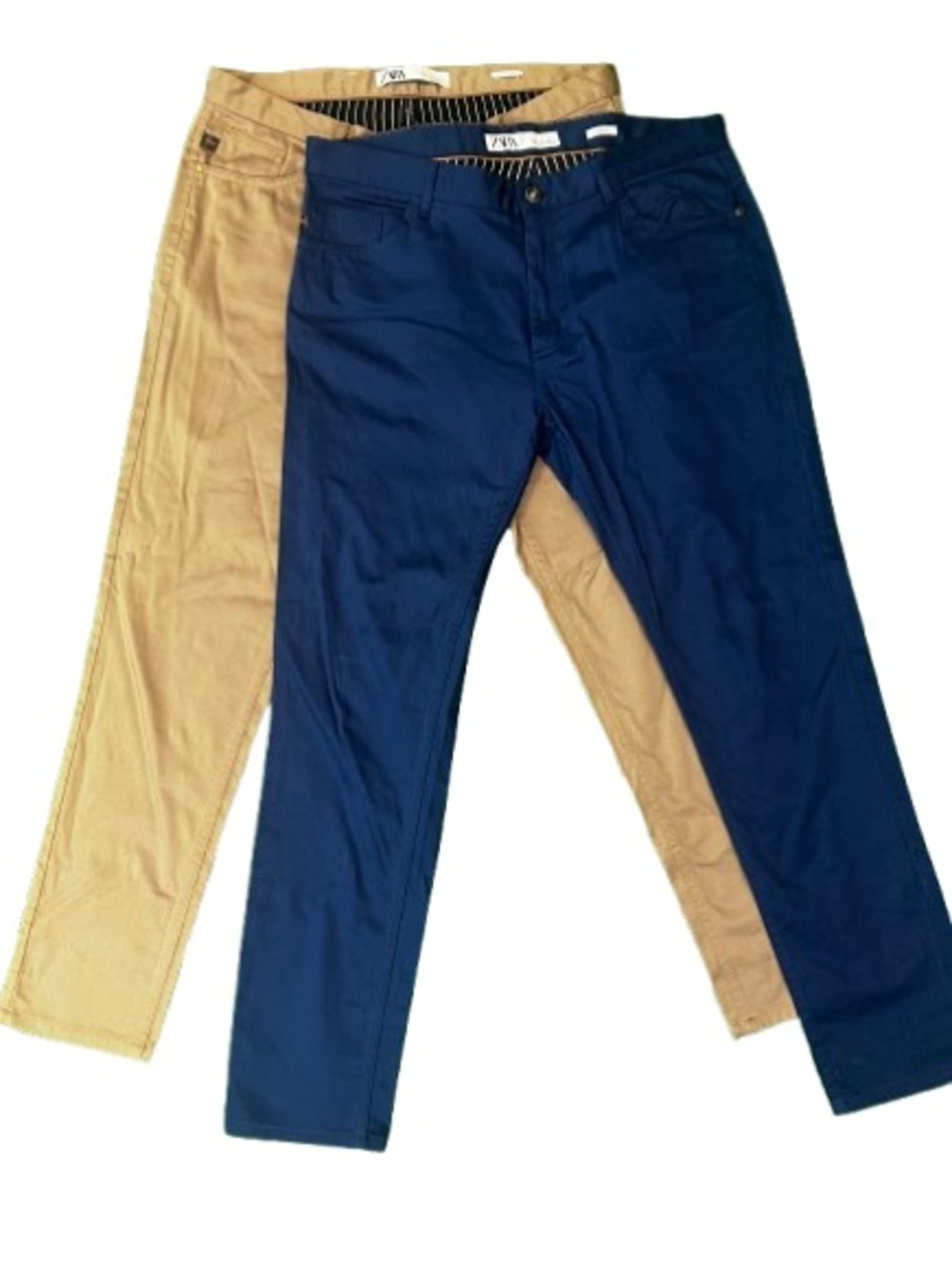 SZ 36 Zara Men’s Navy & Khaki Chino Skinny Dress Pants 2 Piece Bundle Lot